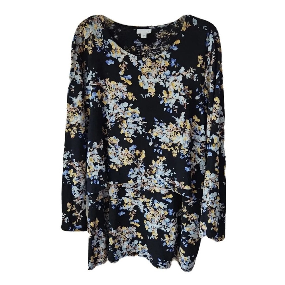J Jill Floral Tunic Long Sleeve Blouse XL
